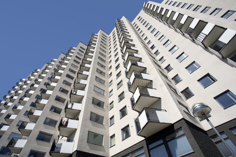 Apartment building with balconies stock image