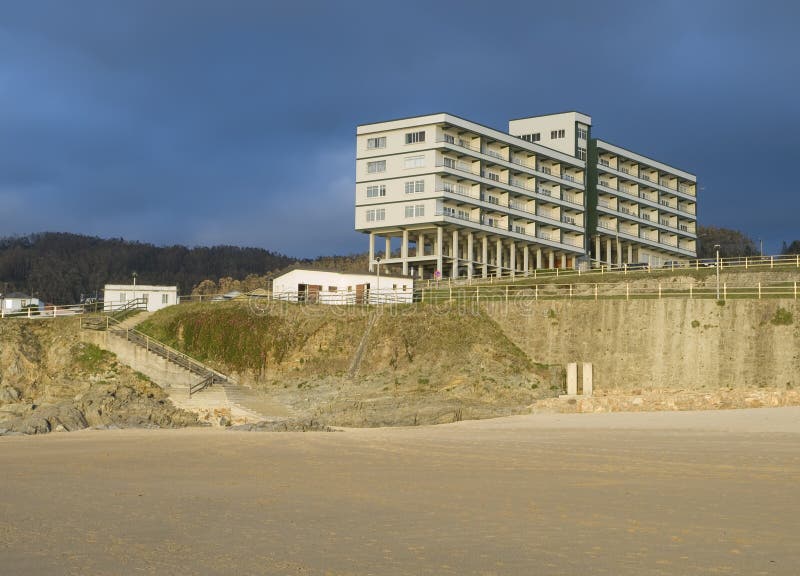 Apartment Building on the Edge of the Beach Stock Image Image of