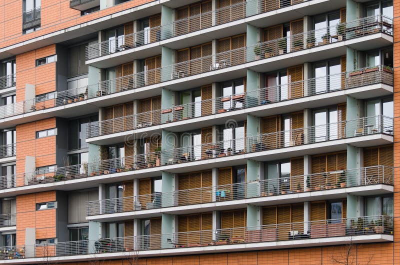 Brick apartment building with balconies Idea
