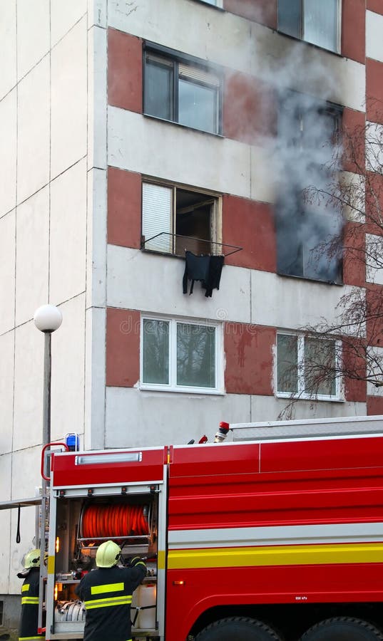 Apartment building immediately after fire