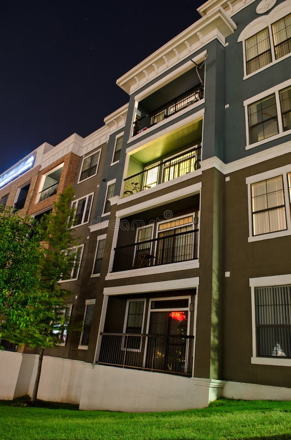 Apartment building at night