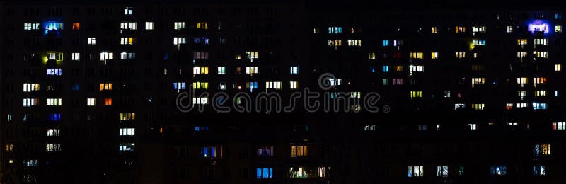 Apartment buildings lights by night