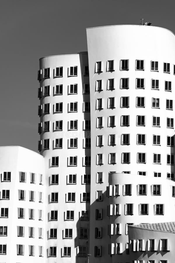 Apartment complex and businesses.in black and white. Germany Dusseldorf 12.05.2020 Apartment complex and businesses in Dusseldorf Neuer Zollhof in black and royalty free stock image Apartment complex and businesses.in black and white. Germany Dusseldorf 12.05.2020 Apartment complex and businesses in Dusseldorf Neuer Zollhof in black and royalty free stock image