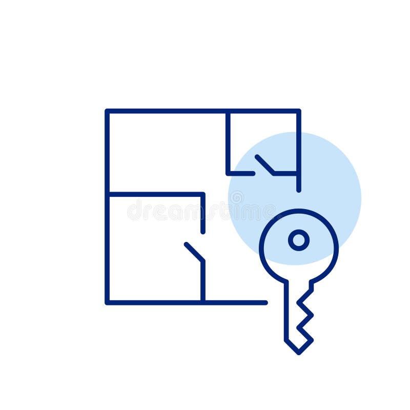 Apartment floor plan and key. Access to the unit, overview of interior design and layout. Pixel perfect vector royalty free illustration
