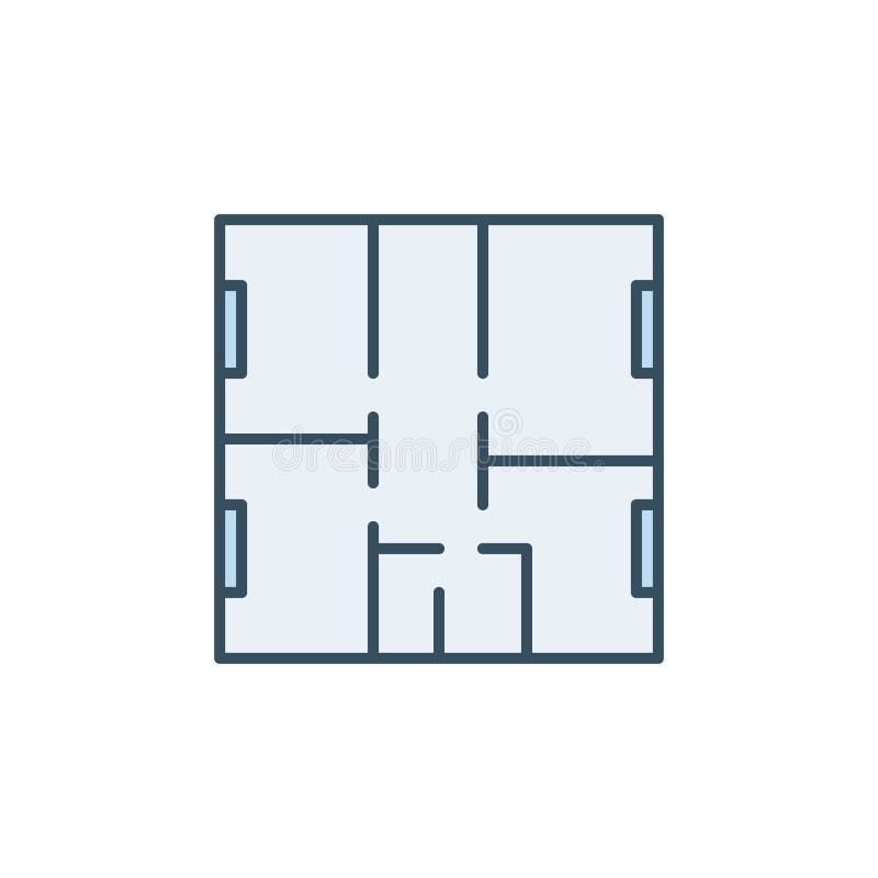 Apartment Floor Plan vector concept blue icon stock illustration