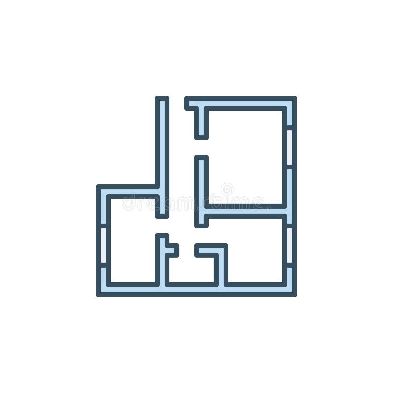 Apartment Floor Plan vector concept blue icon stock illustration
