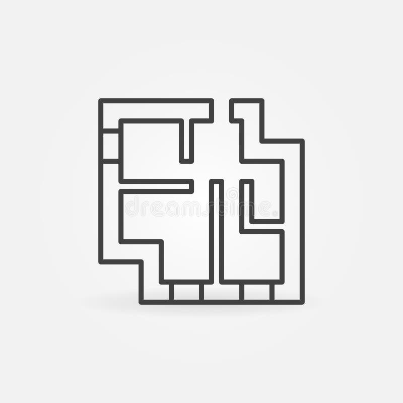 Apartment Floor Plan vector concept outline icon royalty free illustration