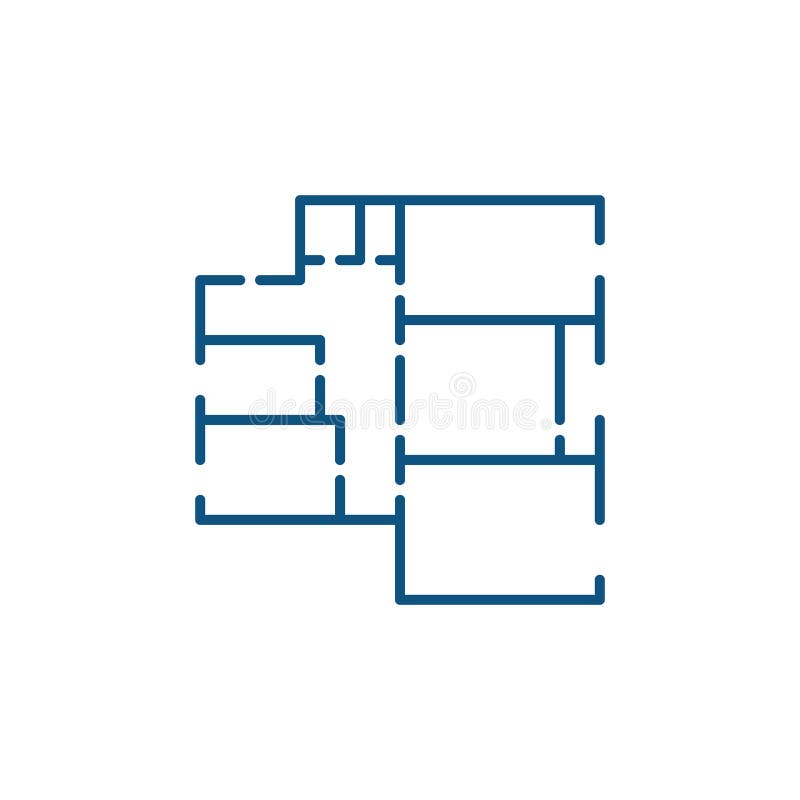 Apartment Floor Plan vector concept simple blue icon royalty free illustration