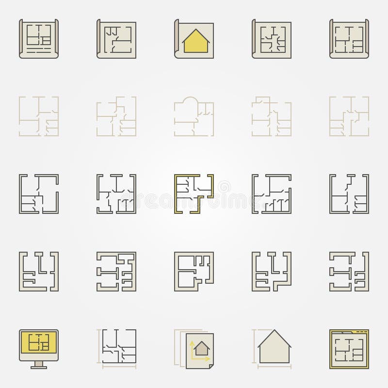 Apartment plan colorful icons vector illustration