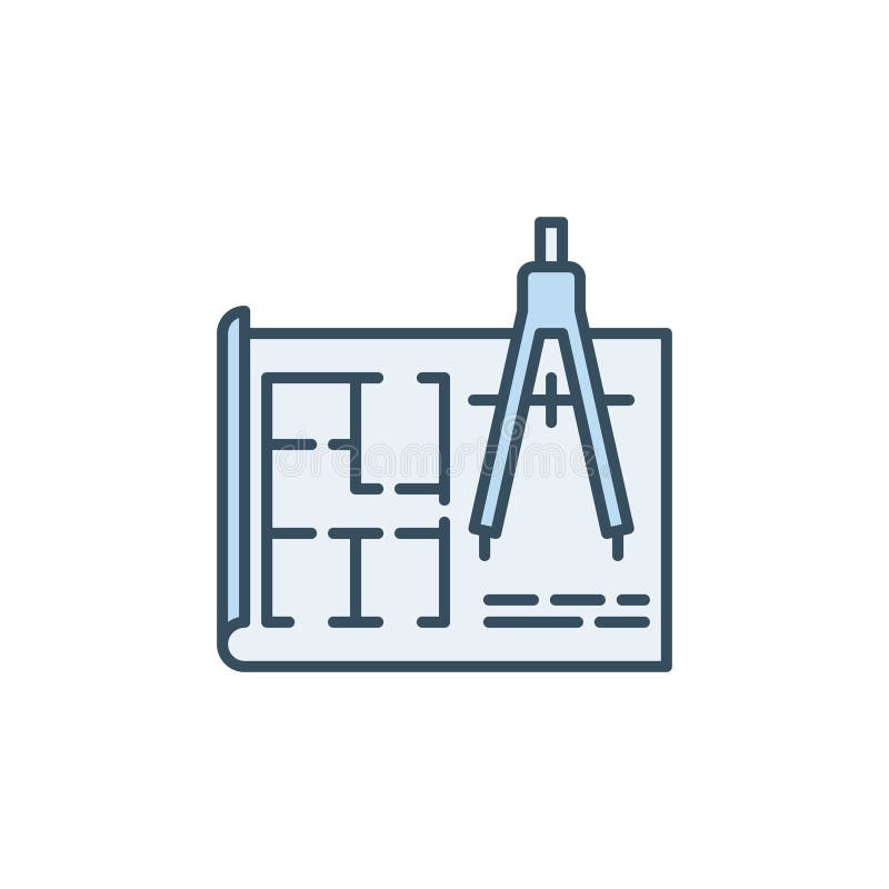 Apartment Plan and Compasses vector concept blue icon royalty free illustration