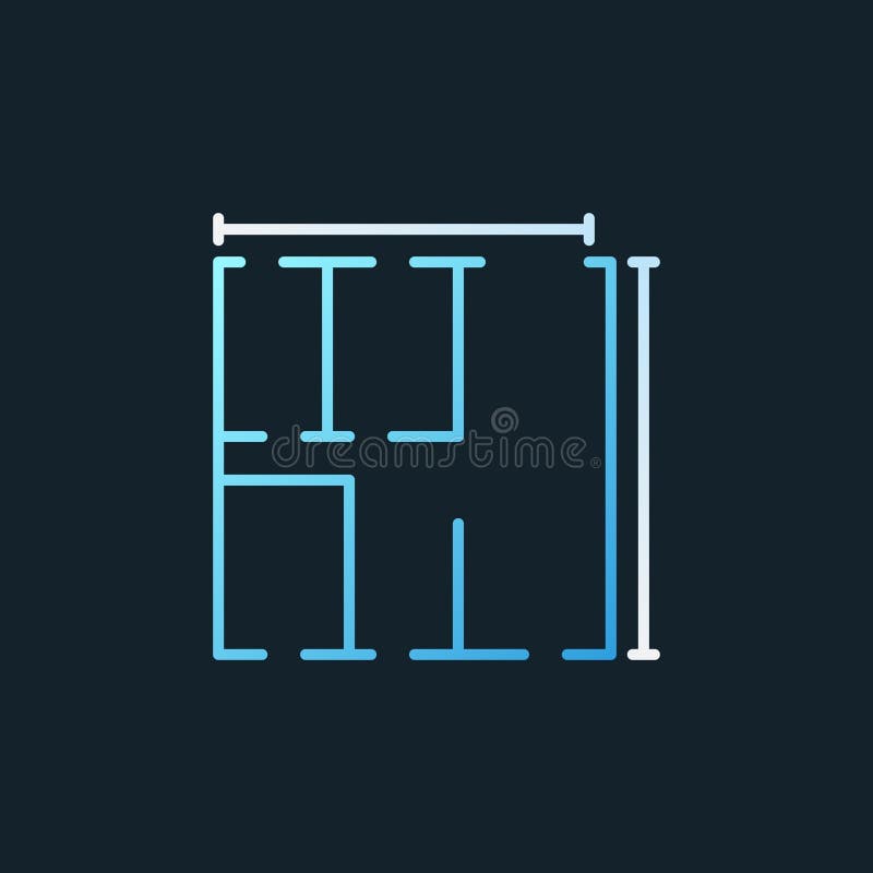 Apartment plan vector concept linear blue icon or symbol stock illustration