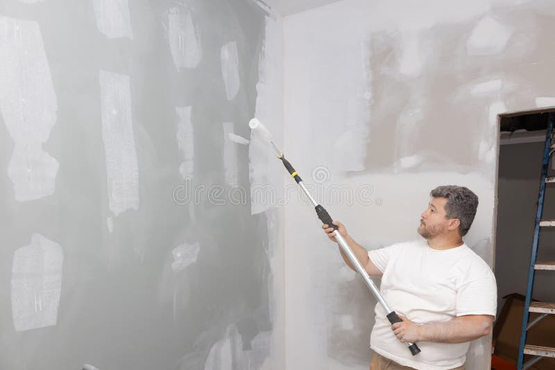 The Apartment Room Was Updated, Improved during Repairs, Using the Roller To Paint the Walls