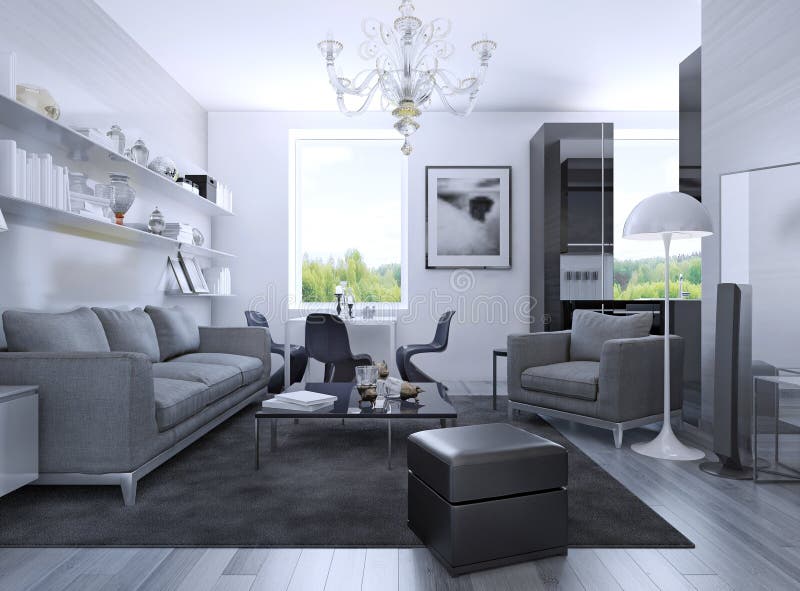 Apartment Studio in Art Deco Style Stock Illustration Illustration of