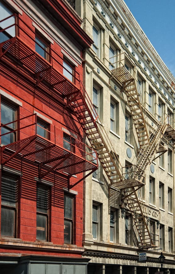 Apartments in New Orleans with Fire Escapes Stock Image Image of