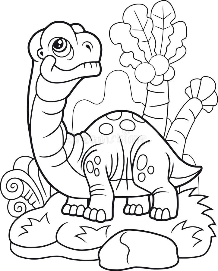 Apatosauro del dinosauro del fumetto, illustrazione divertente, libro da colorare illustrazione vettoriale Apatosauro del dinosauro del fumetto, illustrazione divertente, libro da colorare illustrazione vettoriale