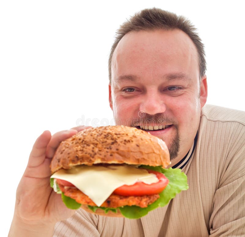 Apego do alimento - homem na fase da negação imagem de stock Apego do alimento - homem na fase da negação imagem de stock