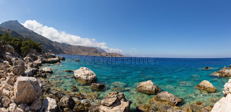 Apella - één van het mooiste strand van Griekenland, Karpathos-eiland stock foto Apella - één van het mooiste strand van Griekenland, Karpathos-eiland stock foto