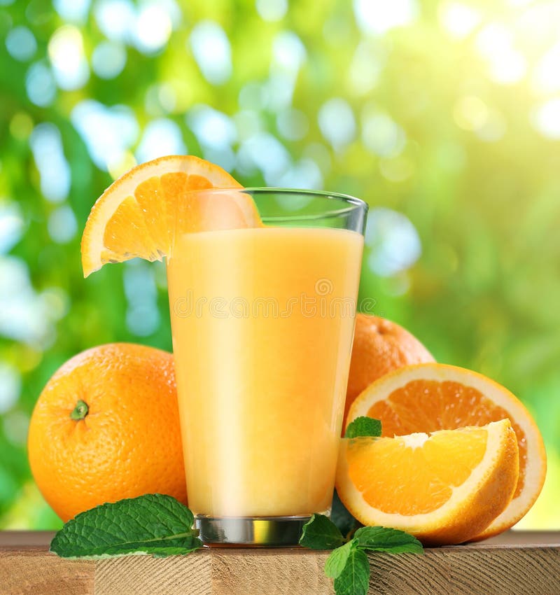 Apelsinfrukter och exponeringsglas av orange fruktsaft royaltyfri foto