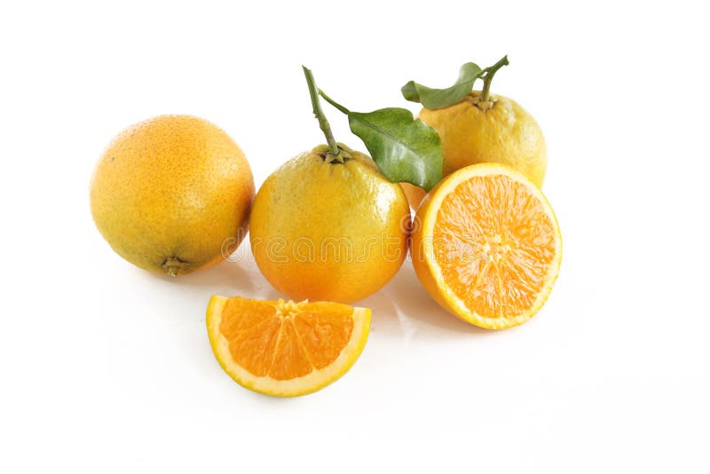 Apelsinfrukter på en isolerad bakgrund. arkivbild
