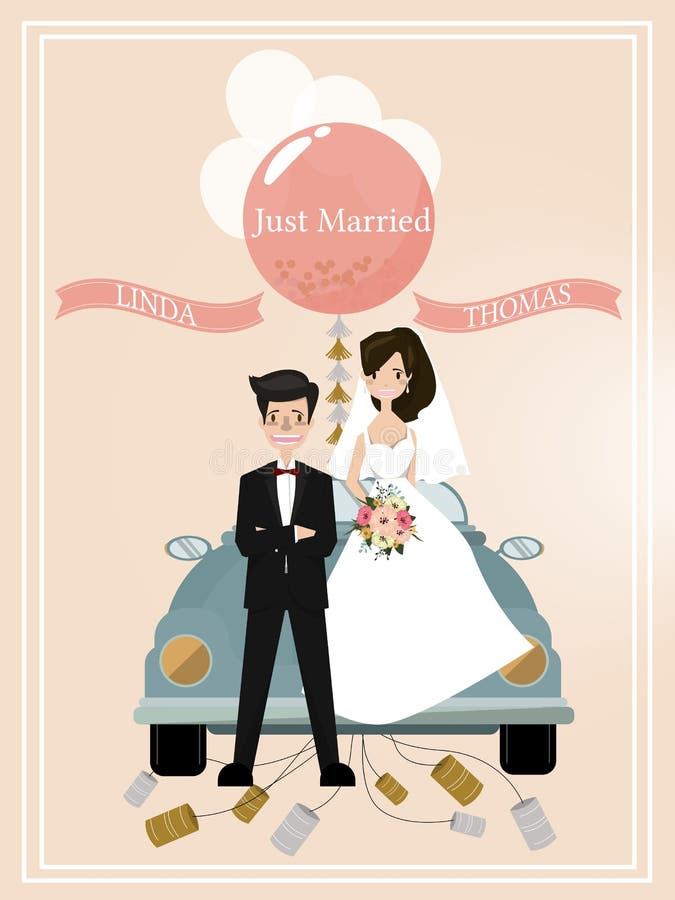Apenas casado Coche retro con apenas la muestra casada Coche que se casa adornado Ilustración del vector stock de ilustración Apenas casado Coche retro con apenas la muestra casada Coche que se casa adornado Ilustración del vector stock de ilustración