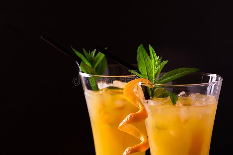 Aperitif with Vodka, Orange Juice and Mint. Screwdriver Cocktail Stock