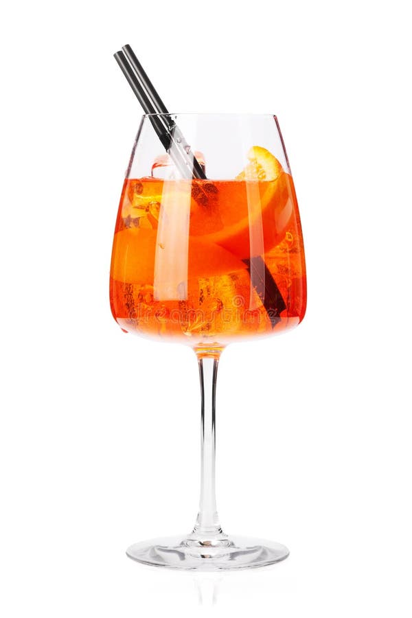 Aperol Spritz Cocktail In Glass Isolated Stock Image Image of water