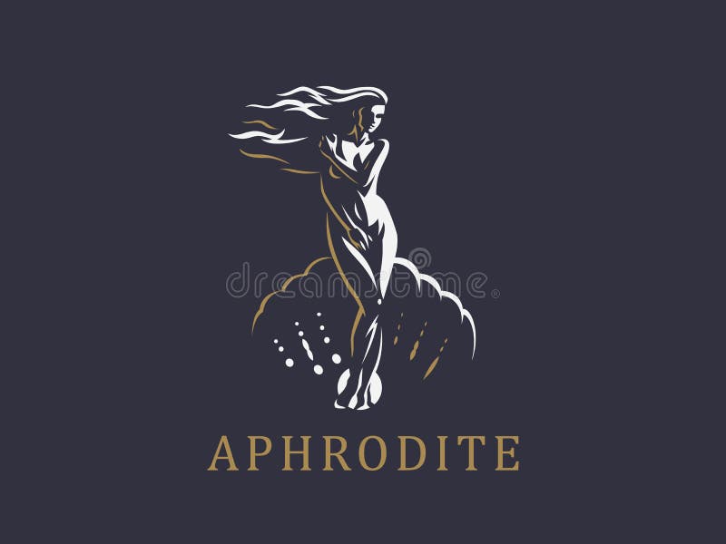 Aphrodite or Venus. Vector emblem.