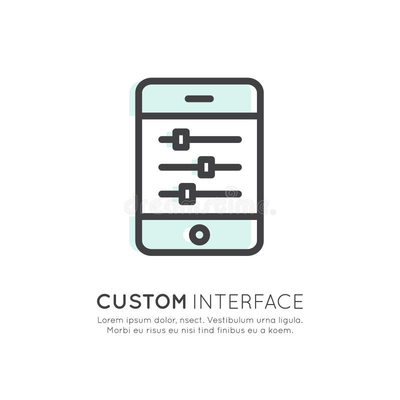 API Application Programming Interface, Custom Settings and Preferences, Sliders on Mobile Phone Screen Touch stock illustration API Application Programming Interface, Custom Settings and Preferences, Sliders on Mobile Phone Screen Touch stock illustration