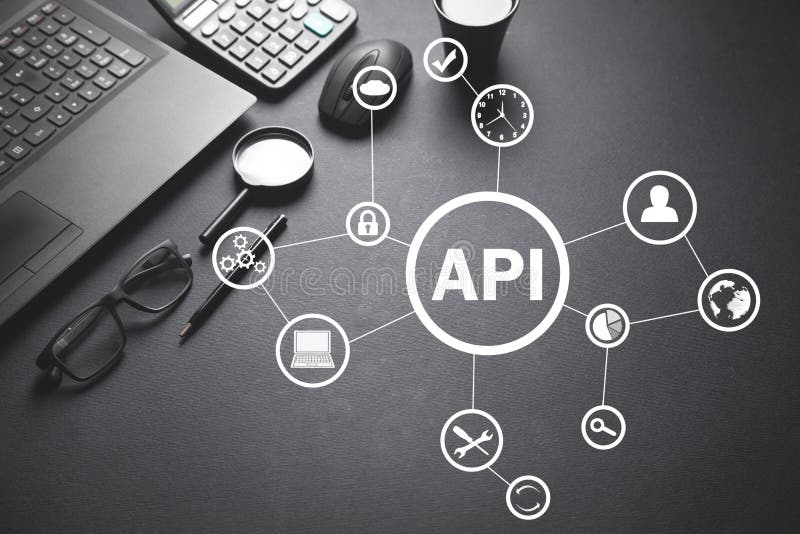 API. Application Programming Interface. Software Development. Technology. Programming code development illustrations