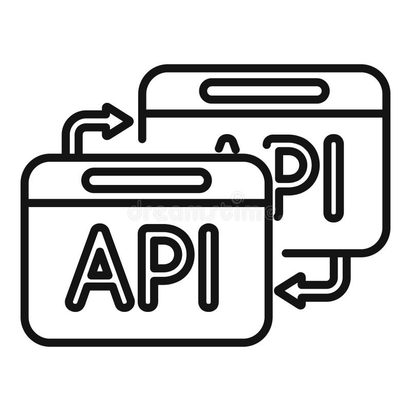 Api change secure icon outline vector. Gear hosting vector illustration
