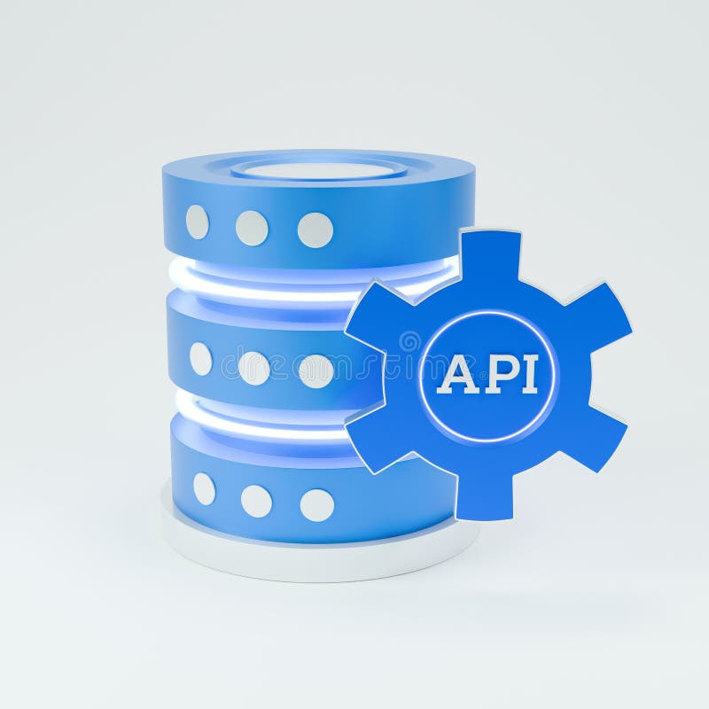 API 3d rendered icon with database server. royalty free illustration