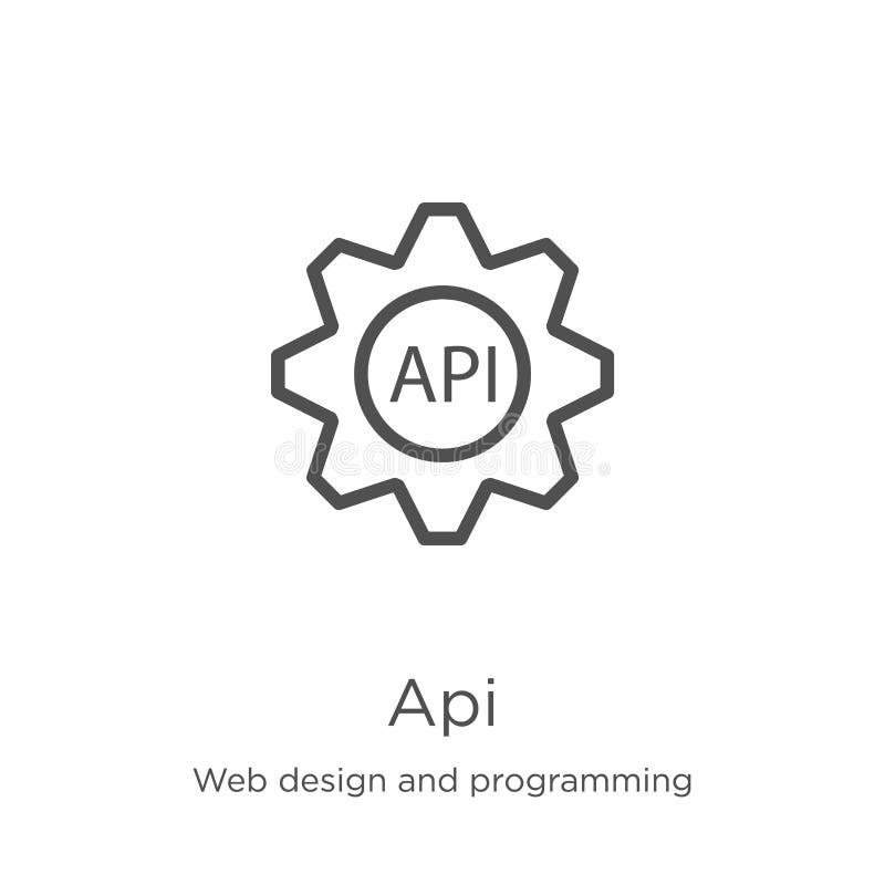 Api icon vector from web design and programming collection. Thin line api outline icon vector illustration. Outline, thin line api vector illustration Api icon vector from web design and programming collection. Thin line api outline icon vector illustration. Outline, thin line api vector illustration