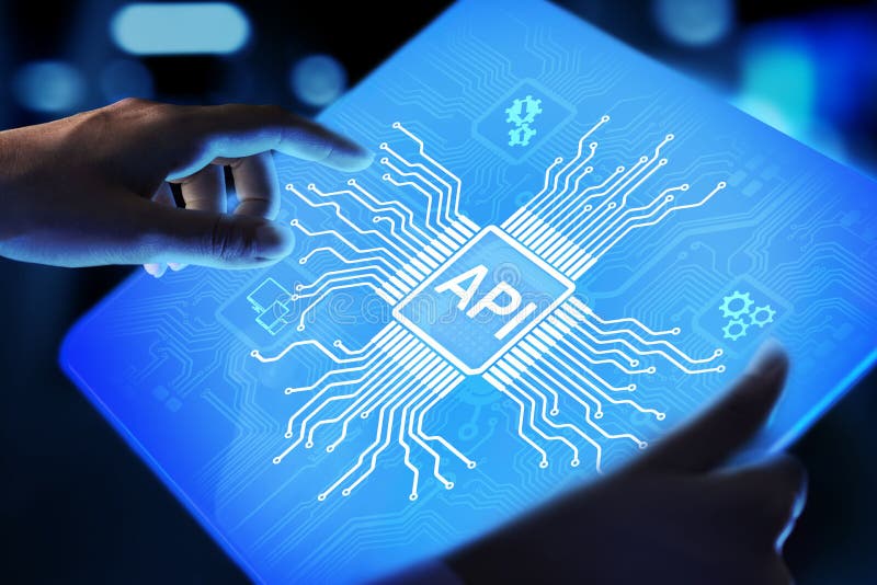 API - Interfaz de programación de uso, herramienta del desarrollo de programas, tecnología de la información y concepto del negoc foto de archivo libre de regalías