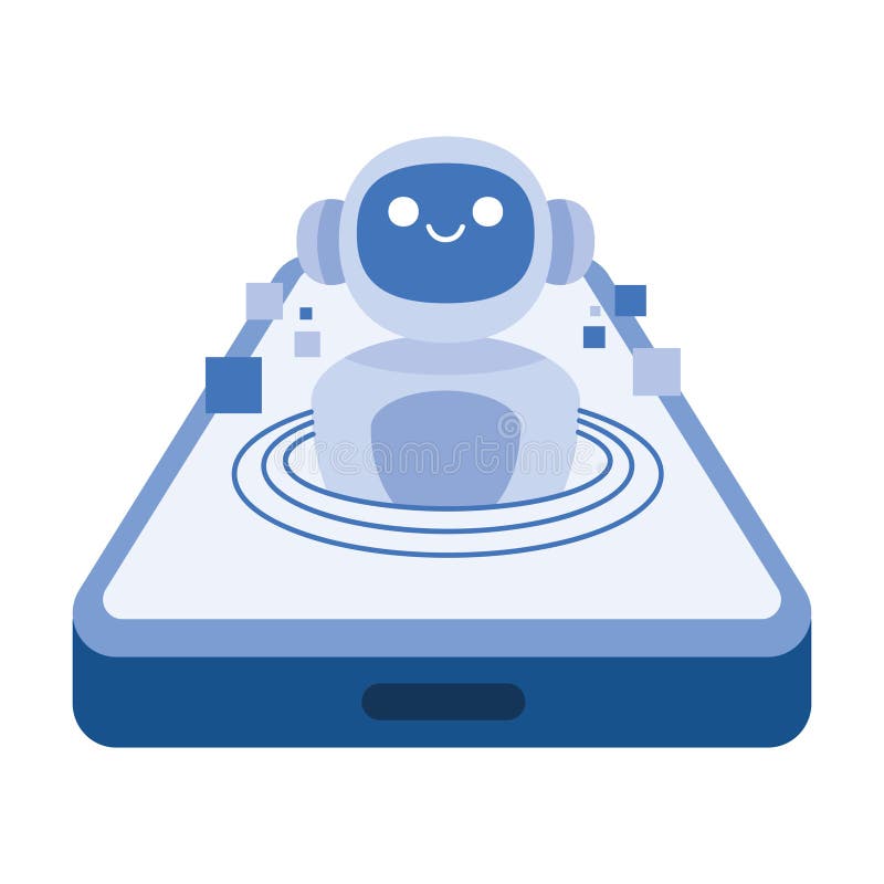 Aplicație mobilă chatbot-ul pentru inteligență artificială stock illustration