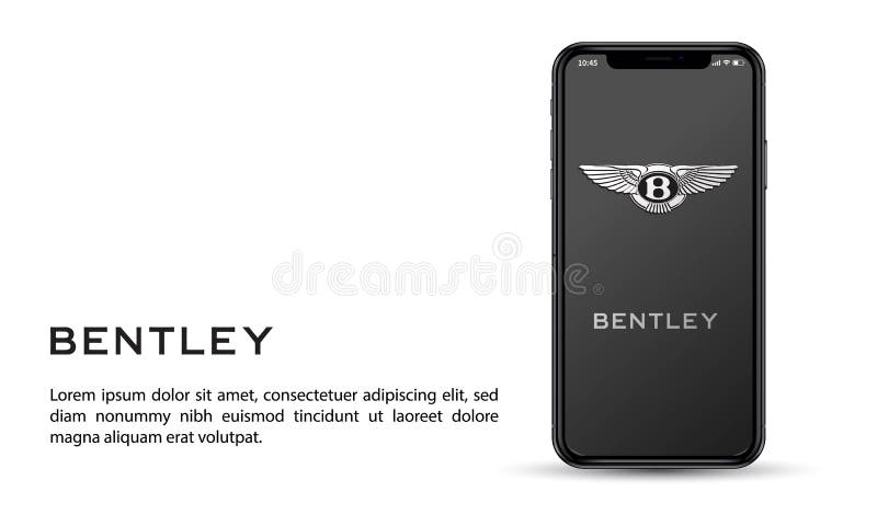 Aplikacja mobilna Apple iPhone i Bentley Motor do ilustracyjnego użytku redakcyjnego