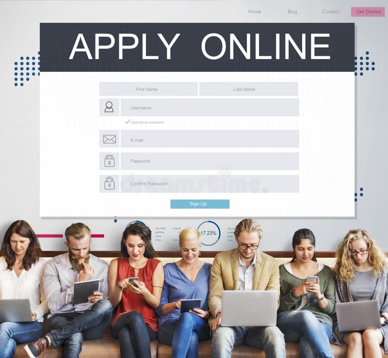 Aplique o registro em linha da sociedade seguem o conceito imagens de stock Aplique o registro em linha da sociedade seguem o conceito imagens de stock