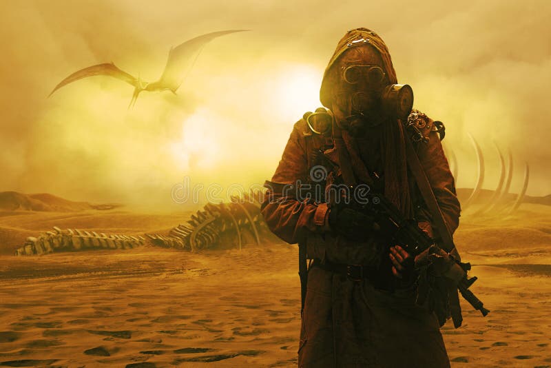 Apocalipsis nuclear de los posts Desierto y tierra muerta foto de archivo Apocalipsis nuclear de los posts Desierto y tierra muerta foto de archivo