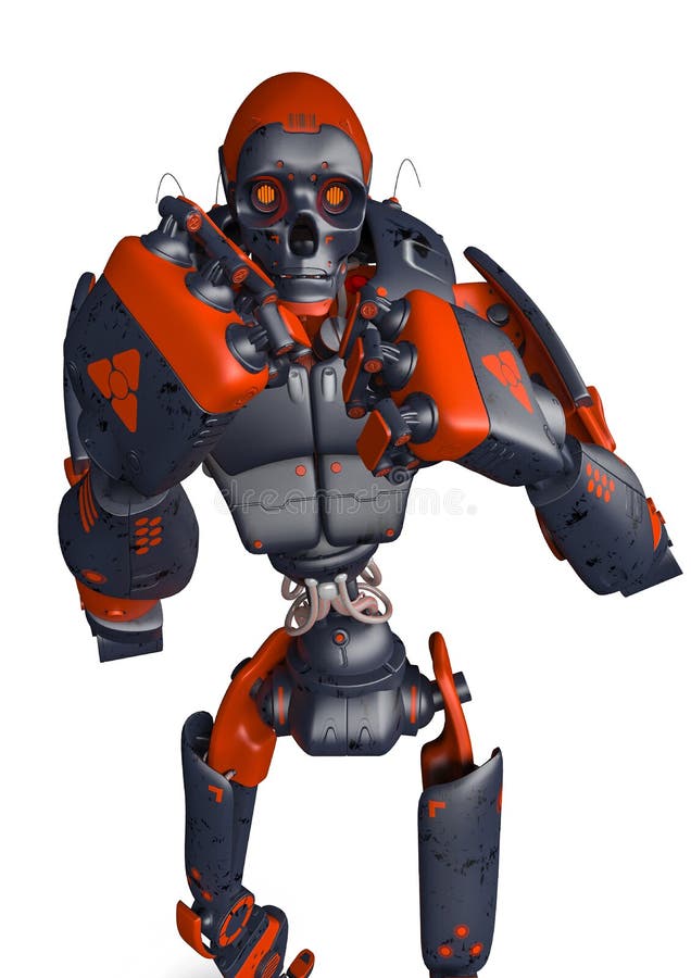Apocalyptic robot wanto fight frontal view royalty free illustration Apocalyptic robot wanto fight frontal view royalty free illustration