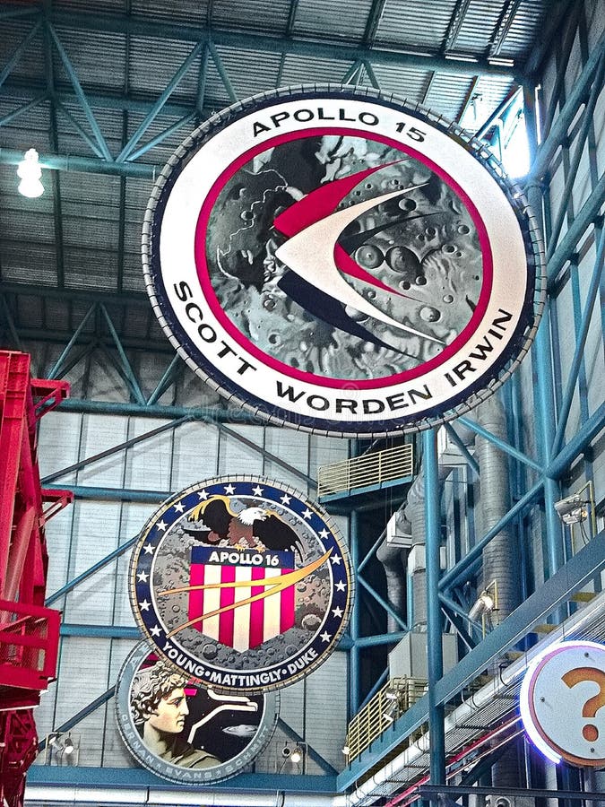 Apollo-embleem in Kennedy Space Center stock afbeelding Apollo-embleem in Kennedy Space Center stock afbeelding