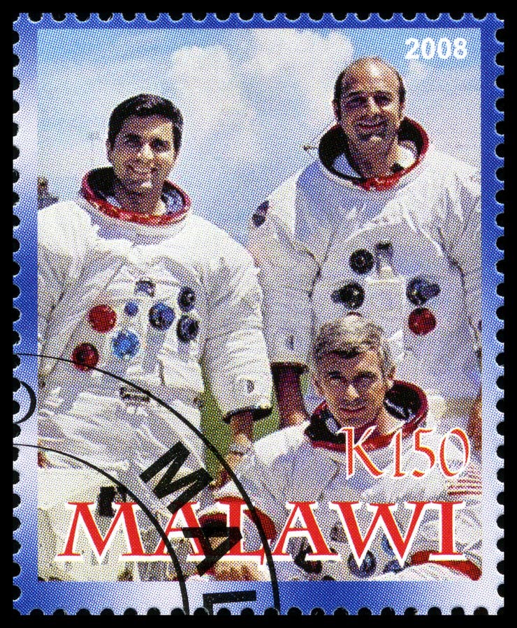 Apollo 17 Postzegel van Malawi royalty-vrije stock afbeelding Apollo 17 Postzegel van Malawi royalty-vrije stock afbeelding