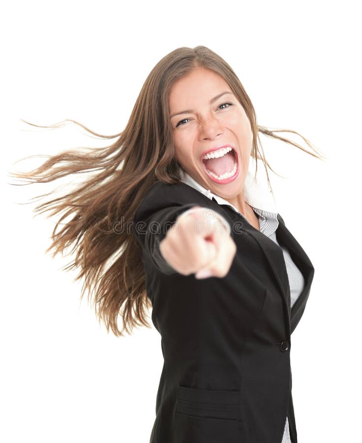 Apontar Excited da mulher de negócios foto de stock royalty free Apontar Excited da mulher de negócios foto de stock royalty free