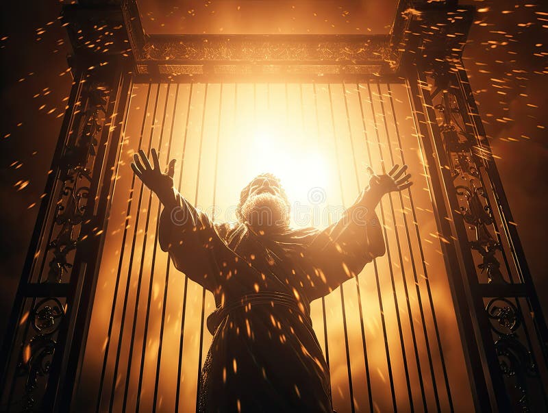 Apostle Peter at the Gates of Heaven. AI Stock Illustration