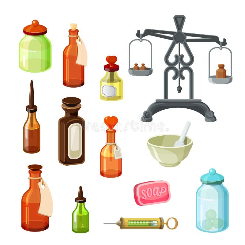 Vintage medical apothecary kit Stock Photo