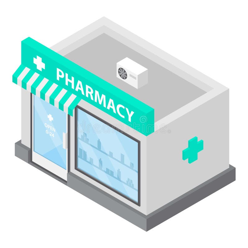 Apotheekpictogram, isometrische stijl stock illustratie Apotheekpictogram, isometrische stijl stock illustratie