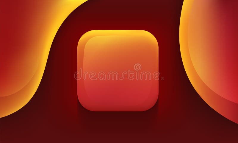 App icon. Empty. Square shape. Mobile UX/UI. Orange color with gradient. Glossy beautiful button. User interface. Stylish modern vector illustration