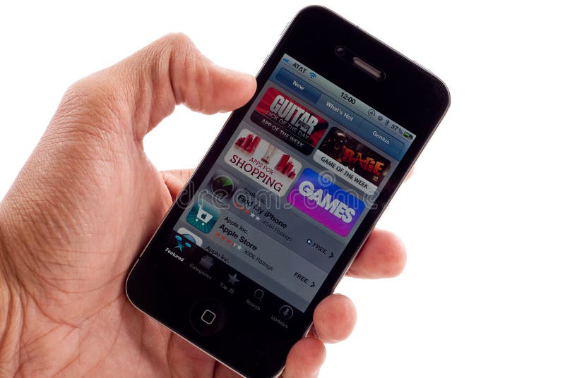 App Store op Apple iPhone 4 stock fotografie