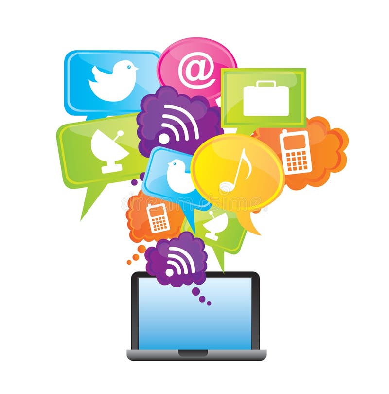 App store icons with laptop over white background. Tech store vectors