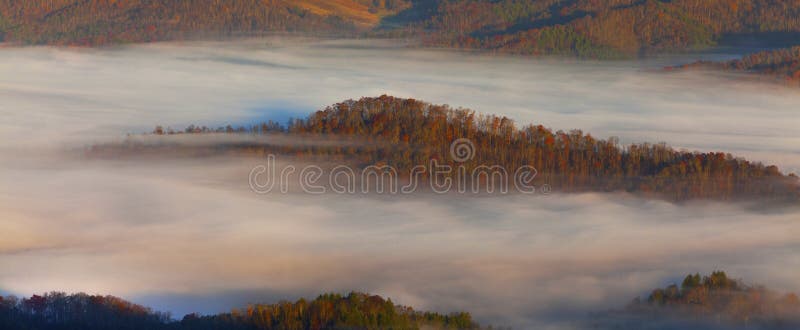 Appalachian mountains at sunrise and clouds