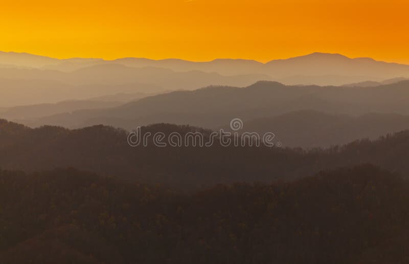 Appalachian mountains at sunset