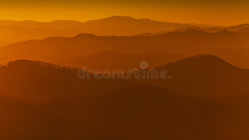 Appalachian mountains in warm sunset light